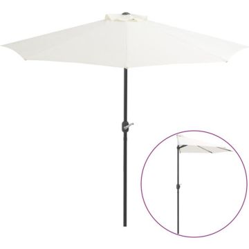 vidaXL Balkonparasol half met aluminium paal 270x144 cm zandkleurig