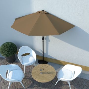 vidaXL Balkonparasol half met aluminium paal 270x144 cm taupe