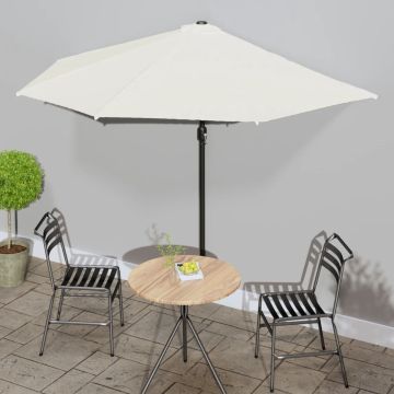 vidaXL Balkonparasol half met aluminium paal 300x155 cm zandkleurig