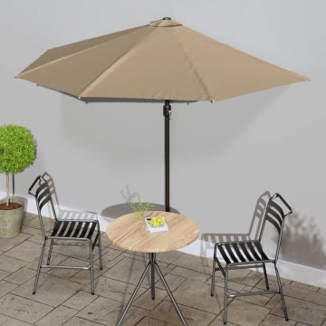 vidaXL Balkonparasol half met aluminium paal 300x155 cm taupe