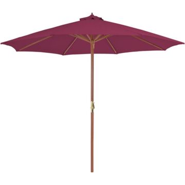 vidaXL Parasol met houten paal 300 cm bordeauxrood