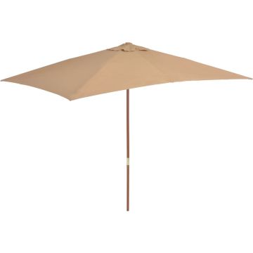 vidaXL Parasol met houten paal 200x300 cm taupe