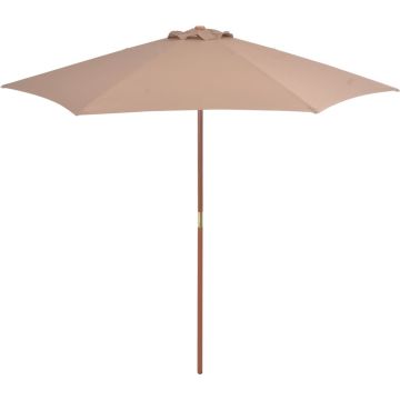 vidaXL Parasol met houten paal 270 cm taupe