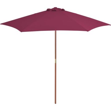 vidaXL Parasol met houten paal 270 cm bordeauxrood