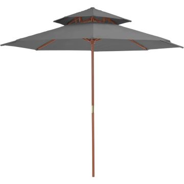 vidaXL Parasol dubbeldekker met houten paal 270 cm antraciet