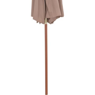 vidaXL Parasol dubbeldekker met houten paal 270 cm taupe