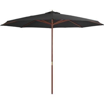 vidaXL Parasol met houten paal 350 cm antraciet