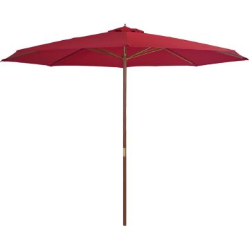 vidaXL Parasol met houten paal 350 cm bordeauxrood