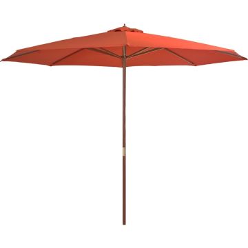 vidaXL Parasol met houten paal 350 cm terracottakleurig