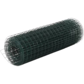 vidaXL Kippengaas 10x0,5 m staal met PVC coating groen