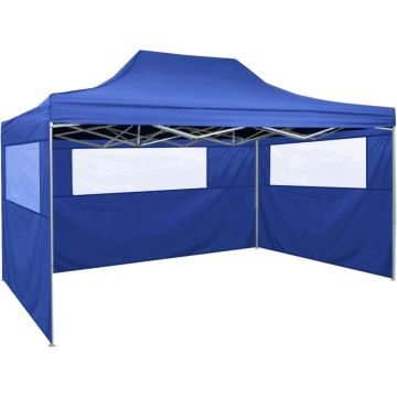 vidaXL Vouwtent met 3 wanden 3x4,5 m blauw