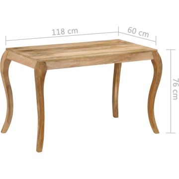 vidaXL Eettafel 118x60x76 cm massief mangohout