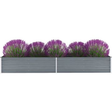 vidaXL Plantenbak verhoogd 320x80x45 cm gegalvaniseerd staal grijs