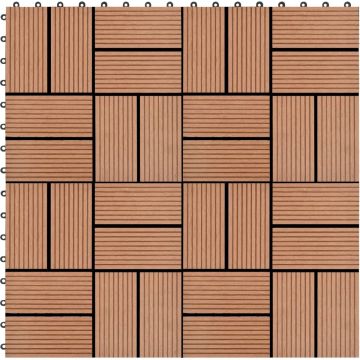 vidaXL 11 st Terrastegel 30x30 cm 1 m² HKC bruin