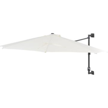 vidaXL Wandparasol met metalen paal 300 cm zandkleurig