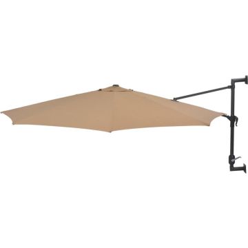 vidaXL Wandparasol met metalen paal 300 cm taupe