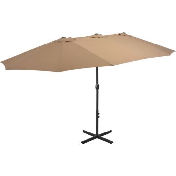 vidaXL Parasol met aluminium paal 460x270 cm taupe