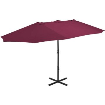 vidaXL Parasol met aluminium paal 460x270 cm bordeauxrood