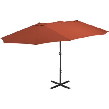 vidaXL Parasol met aluminium paal 460x270 cm terracotta