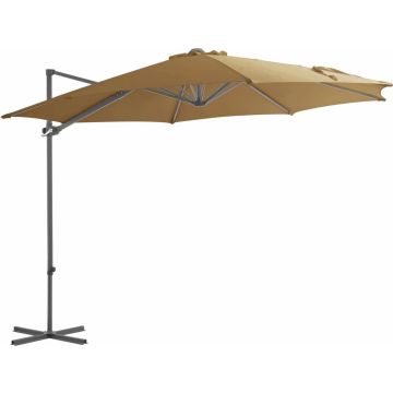 vidaXL Zweefparasol met stalen paal 300 cm taupe