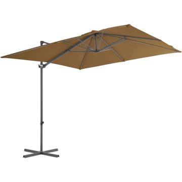 vidaXL Zweefparasol met stalen paal 250x250 cm taupe