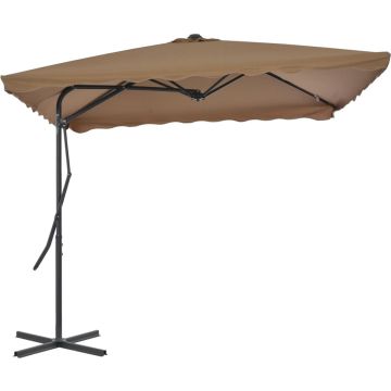 vidaXL Parasol met stalen paal 250x250 cm taupe