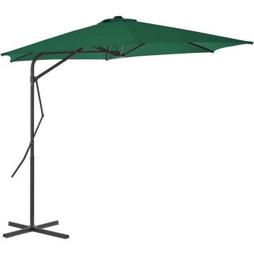 vidaXL Parasol met stalen paal 300 cm groen