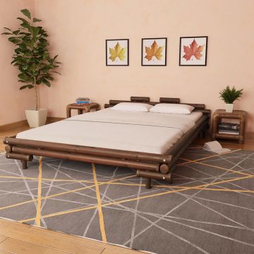 vidaXL Bedframe bamboe donkerbruin 160x200 cm