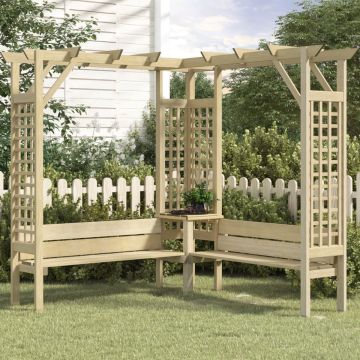 vidaXL Hoekpergola met bank geïmpregneerd grenenhout