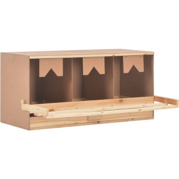 vidaXL Kippenlegkast 3 compartimenten 96x40x45 cm massief grenenhout