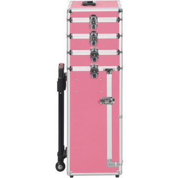 vidaXL Make-up trolley aluminium roze