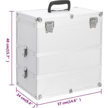 vidaXL Make-up koffer 37x24x40 cm aluminium zilverkleurig