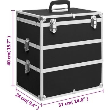 vidaXL Make-up koffer 37x24x40 cm aluminium zwart