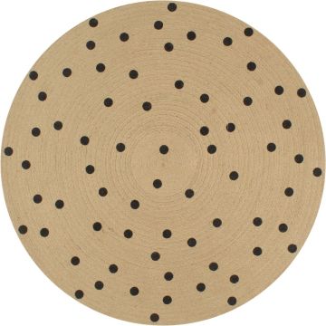 vidaXL Vloerkleed handgemaakt met print polkadot 90 cm jute