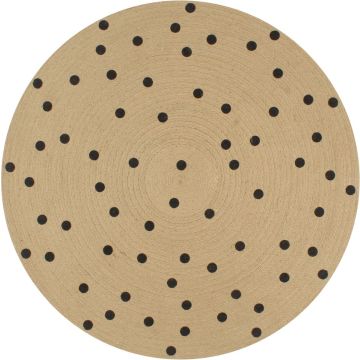 vidaXL Vloerkleed handgemaakt met print polkadot 120 cm jute