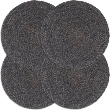 vidaXL Placemats 4 st rond 38 cm jute donkergrijs