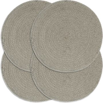 vidaXL Placemats 4 st rond 38 cm katoen effen grijs