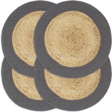 vidaXL Placemats 4 st 38 cm jute en katoen natuurlijk en antraciet