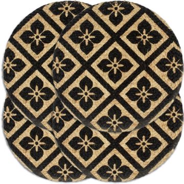 vidaXL Placemats 4 st rond 38 cm jute zwart