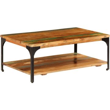 vidaXL Salontafel met schap 100x60x35 cm massief gerecycled hout