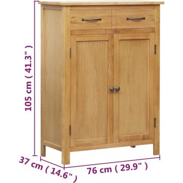 vidaXL Schoenenkast 76x37x105 cm massief eikenhout