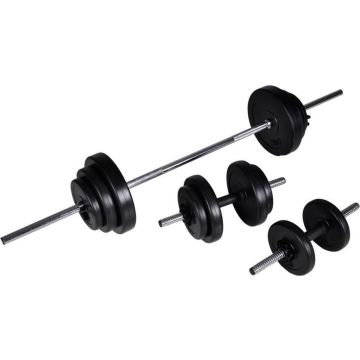 vidaXL Barbell- en dumbbellset 30,5 kg