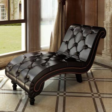 vidaXL Chaise longue kunstleer bruin