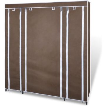 vidaXL Kledingkast met vakken en stangen 45x150x176 cm stof bruin