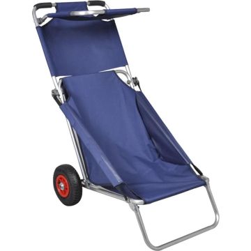 vidaXL Strandtrolley met wielen draagbaar en inklapbaar blauw