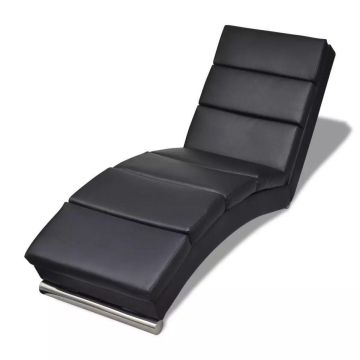 vidaXL Chaise longue kunstleer zwart