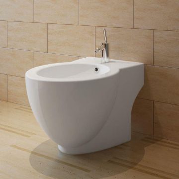 Ronde staande keramieken bidet (wit)