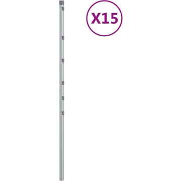 vidaXL-Schuttingpalen-15-st-120-cm-gegalvaniseerd-staal-zilverkleurig