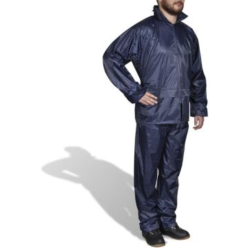 vidaXL Regenpak 2-delig met capuchon (mannen / marineblauw / maat XL)