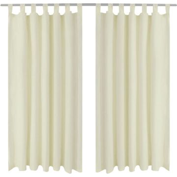 vidaXL Micro-Satijnen Gordijnen met Ringen 140 x 175 cm 2 stuks (Creme)